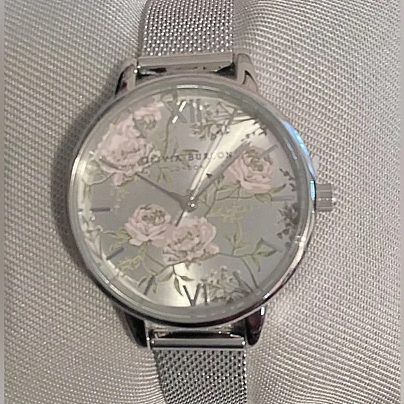 Olivia Burton Midi Parlour Silver Floral Watch - Picture 4 of 12